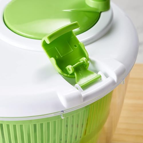 KRESHU 5L Fruits Vegetable Salad Spinner Washer Dryer with Bowl for Cleaning and Drying Manual Lettuce Spinner Washing Strainer Basket Quick Dry Design BPA Free Salad Spinner (Green, 1-Pcs) - Image 3