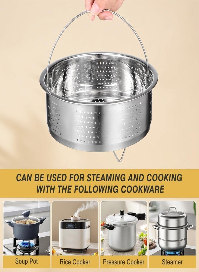 MEETDIP Steamer Basket Metal Insert Steaming Rack For Rice Cooker Steamer Basket With Handle For Vegetables, Fish, Seafood Cooking Warmer Kitchen Strainer Kitchen Cookware Silver (1ps/20 * 9 * 7 CM) - Image 3