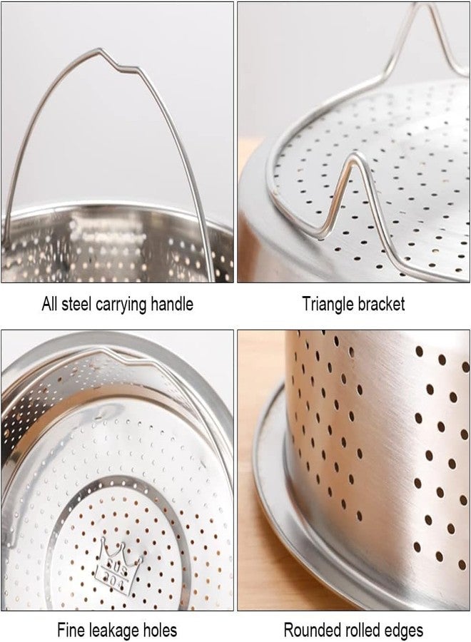 MEETDIP Steamer Basket Metal Insert Steaming Rack For Rice Cooker Steamer Basket With Handle For Vegetables, Fish, Seafood Cooking Warmer Kitchen Strainer Kitchen Cookware Silver (1ps/20 * 9 * 7 CM) - Image 4