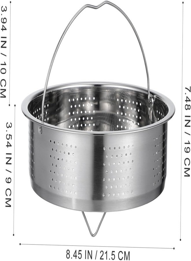 MEETDIP Steamer Basket Metal Insert Steaming Rack For Rice Cooker Steamer Basket With Handle For Vegetables, Fish, Seafood Cooking Warmer Kitchen Strainer Kitchen Cookware Silver (1ps/20 * 9 * 7 CM) - Image 2