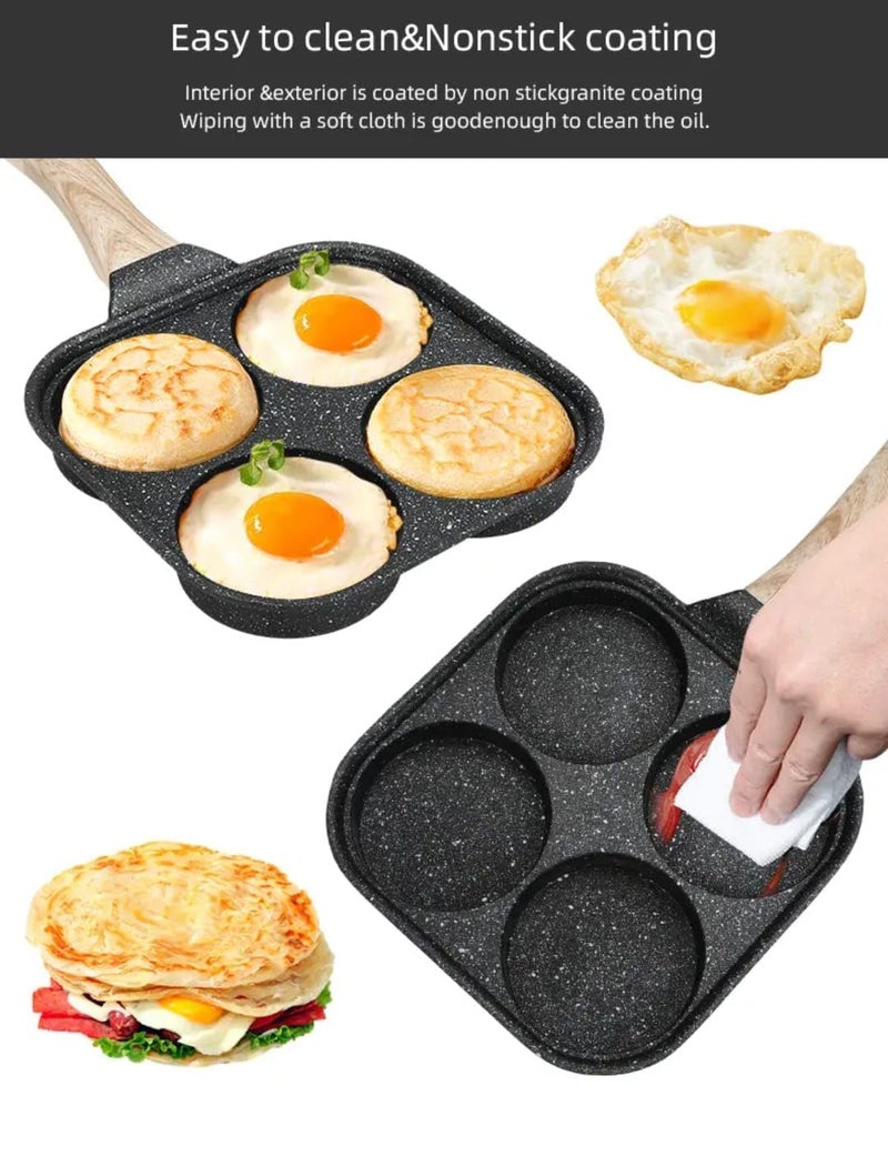 Hidak 4 Cup kitchenware Nonstick Egg Frying Pan Healthy Granite Egg Cooker Pan Egg for with Glass lid - Image 2