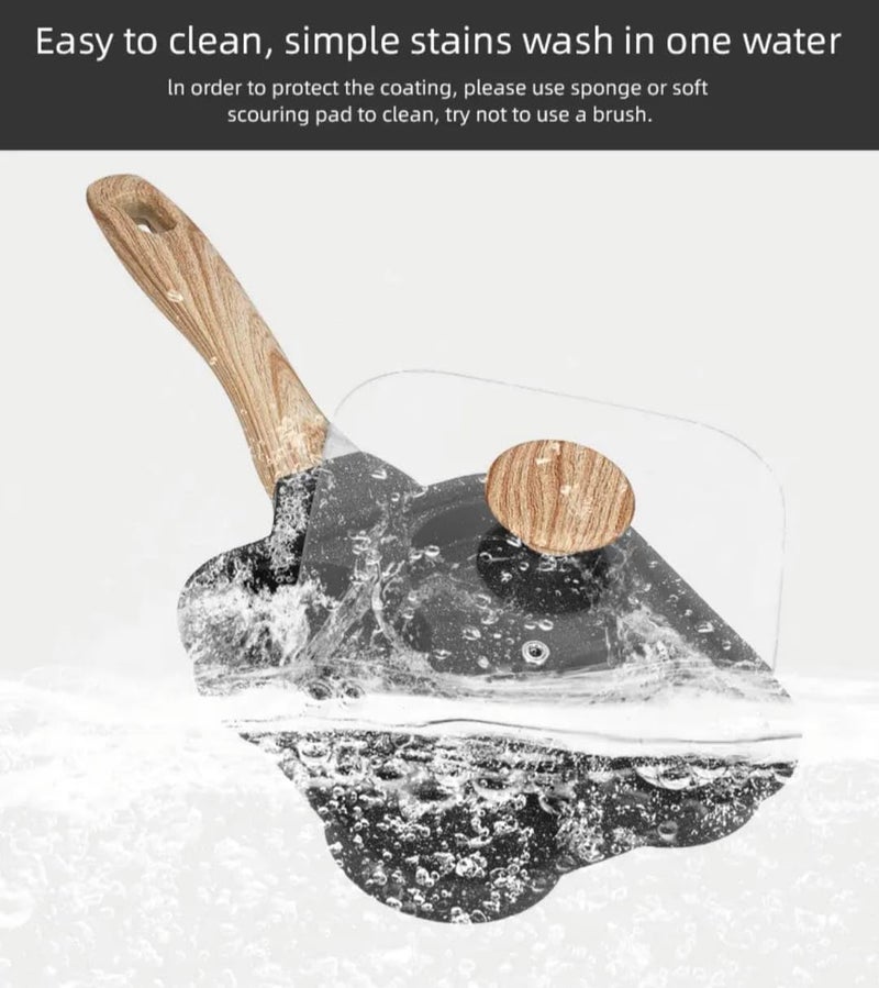 Hidak 4 Cup kitchenware Nonstick Egg Frying Pan Healthy Granite Egg Cooker Pan Egg for with Glass lid - Image 5