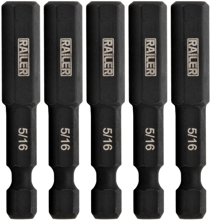 Railer 516 Hex Drive Bit Impact Grade S2 Steel 2 Hex Head Allen Wrench Drill Bit wQuickRelease 14 Shank 5pc
