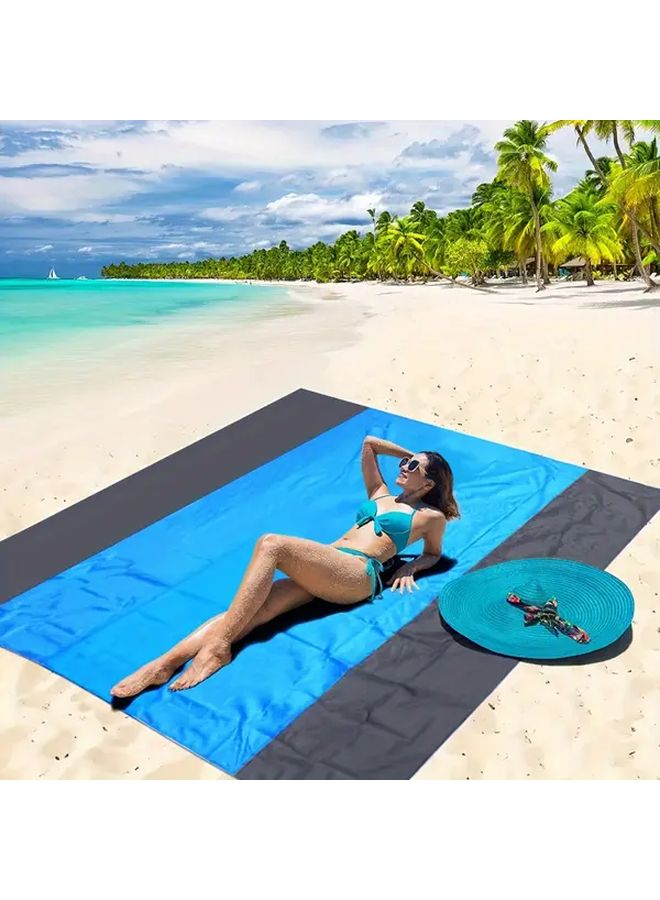 Large Lightweight Blue Black Beach Mat 140x200cm Waterproof Sandproof Picnic Blanket Outdoor Camping Hiking - Image 2