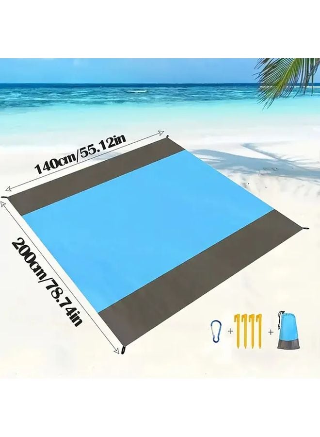 Large Lightweight Blue Black Beach Mat 140x200cm Waterproof Sandproof Picnic Blanket Outdoor Camping Hiking - Image 5