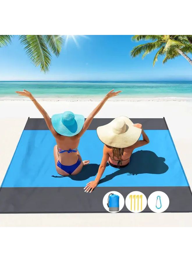 Large Lightweight Blue Black Beach Mat 140x200cm Waterproof Sandproof Picnic Blanket Outdoor Camping Hiking - Image 3