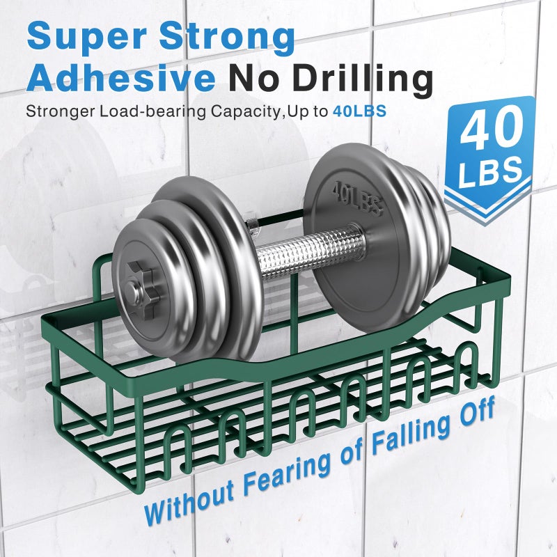 EUDELE Shower Caddy 2 Pack, Adhesive Shower Organizer for Home Decor & Kitchen Storage, No Drilling, Rustproof Stainless Steel Bathroom Shelf Organizer - Image 4
