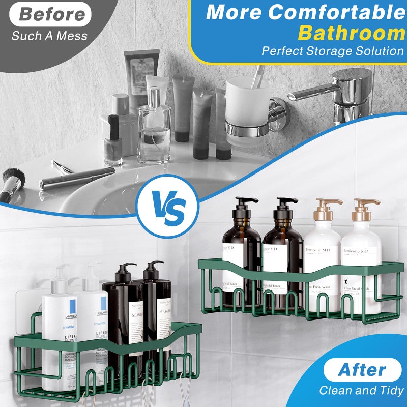 EUDELE Shower Caddy 2 Pack, Adhesive Shower Organizer for Home Decor & Kitchen Storage, No Drilling, Rustproof Stainless Steel Bathroom Shelf Organizer - Image 3