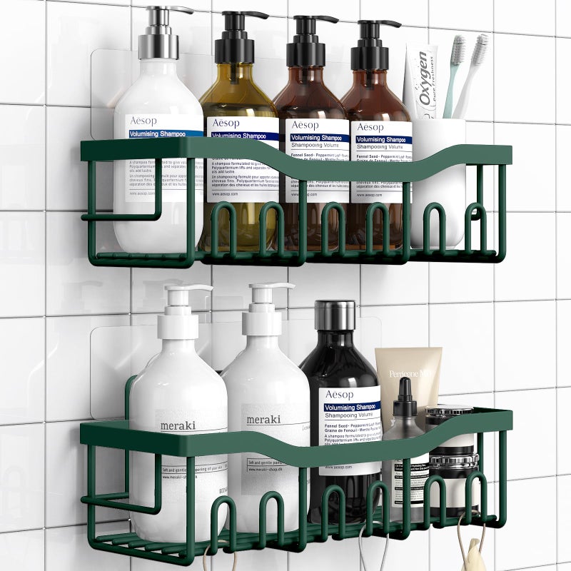 EUDELE Shower Caddy 2 Pack, Adhesive Shower Organizer for Home Decor & Kitchen Storage, No Drilling, Rustproof Stainless Steel Bathroom Shelf Organizer - Image 1