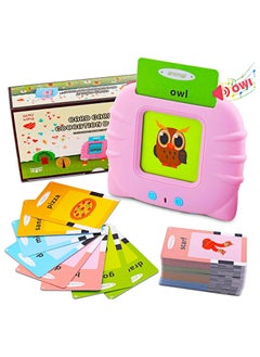 Festive Gallery Educational Toy For Kids Listen and Learn Literacy Audible Flash Cards For Toddlers 1 2 3 4 5 6 Years Old Boys Girls Flashcards Device With 112 pcs Double Sided Cards 224 Words Pink Reader  - Image 1