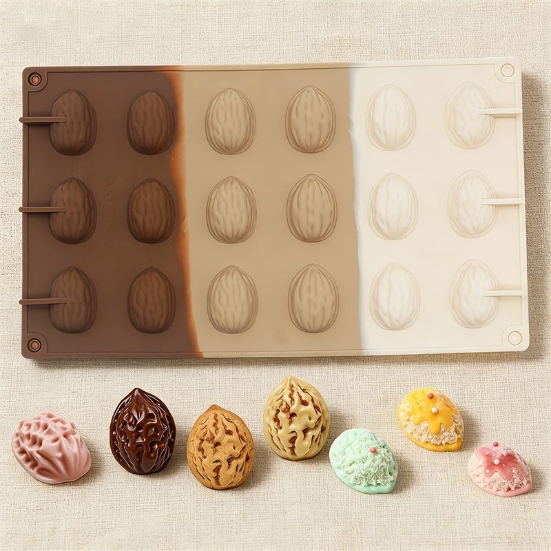 Silicone Half Pecan Chocolate Mold Nonstick High Temp Resistant 1pc - Image 1