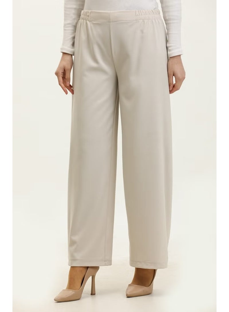 Sefa Merve Elastic Waist Wide Leg Trousers 2951C-03 Stone - Image 2