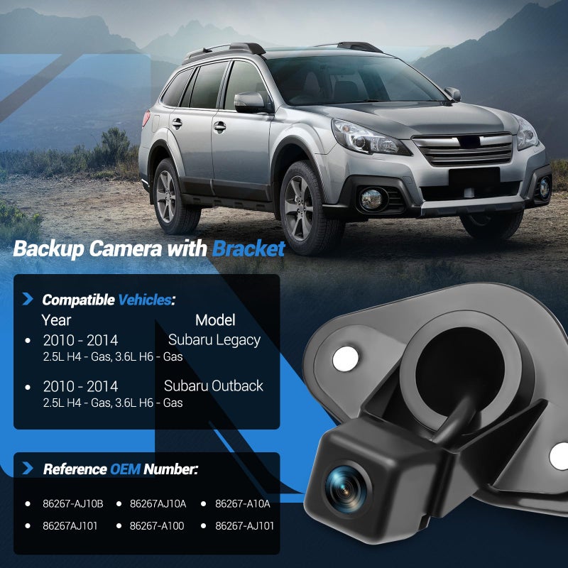 KUTTOLE 86267AJ10A Upgrade Rear View Backup Camera Compatible with Subaru Legacy Outback 2010-2014, 170Â° Wide Angle Park Assist Camera Replace 86267-AJ10B, 86267-AJ10A, 86267-AJ100 - Image 2