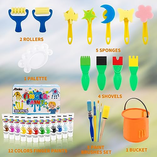 ABEIER Washable Finger Paint Kit for Toddlers, 12 Colors with Paint Tools, Safe Non-Toxic, Baby Safe Paint for Hand and Feet, Mess Free Art Supplies for Kids, DIY Crafts, Kids Gifts, Ages 3+ - Image 3