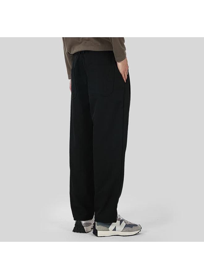 Markless Men's Casual Pants Autumn Winter Easy-care Smooth Elastic Waist Solid Color Long Pants Versatile Comfortable Trousers 4857 Black 34 - Image 2