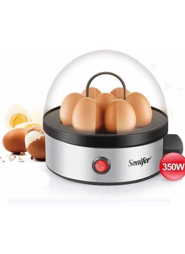 Generic Sonifer SF-1501 350W Electric Egg Boiler for 7 EggsAutomatic shut-off with audible alarm when cooking is complete.Stainless steel lid is easy to use and clean, with removable support.Non-slip base  - Image 2