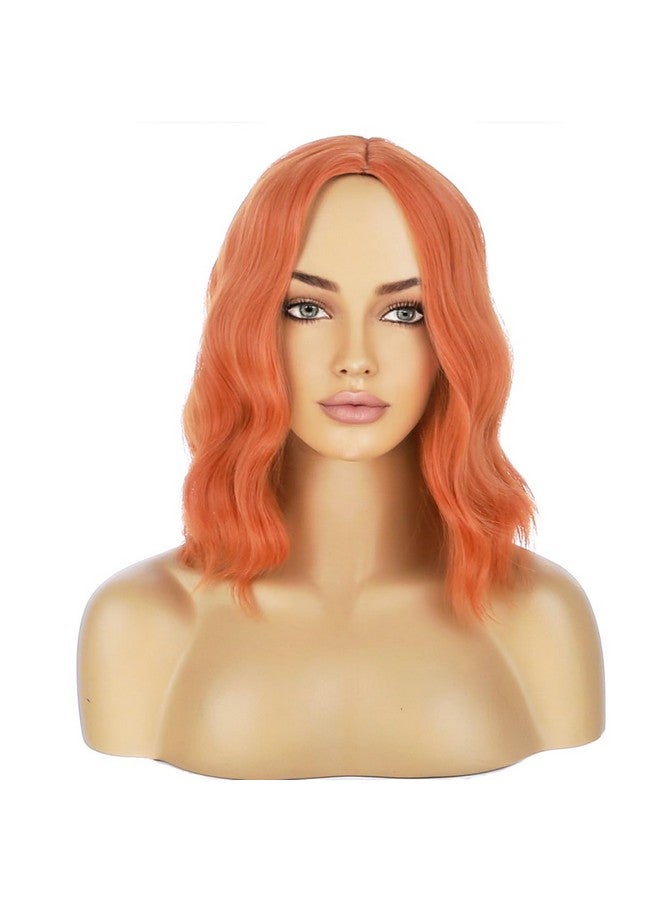 RightOn Ginger Wig Short Curly Wig Orange Wig Bob Wig Orange Wavy Wigs Middle Part Wig Women's Synthetic Wigs for Daily Party - Image 2