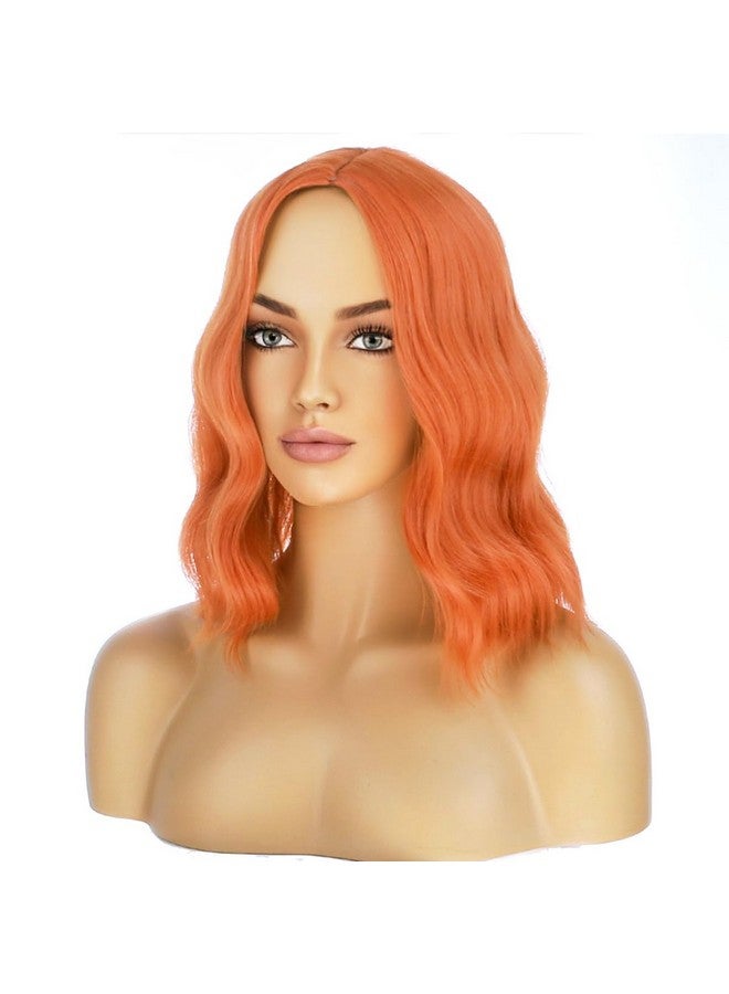 RightOn Ginger Wig Short Curly Wig Orange Wig Bob Wig Orange Wavy Wigs Middle Part Wig Women's Synthetic Wigs for Daily Party - Image 1