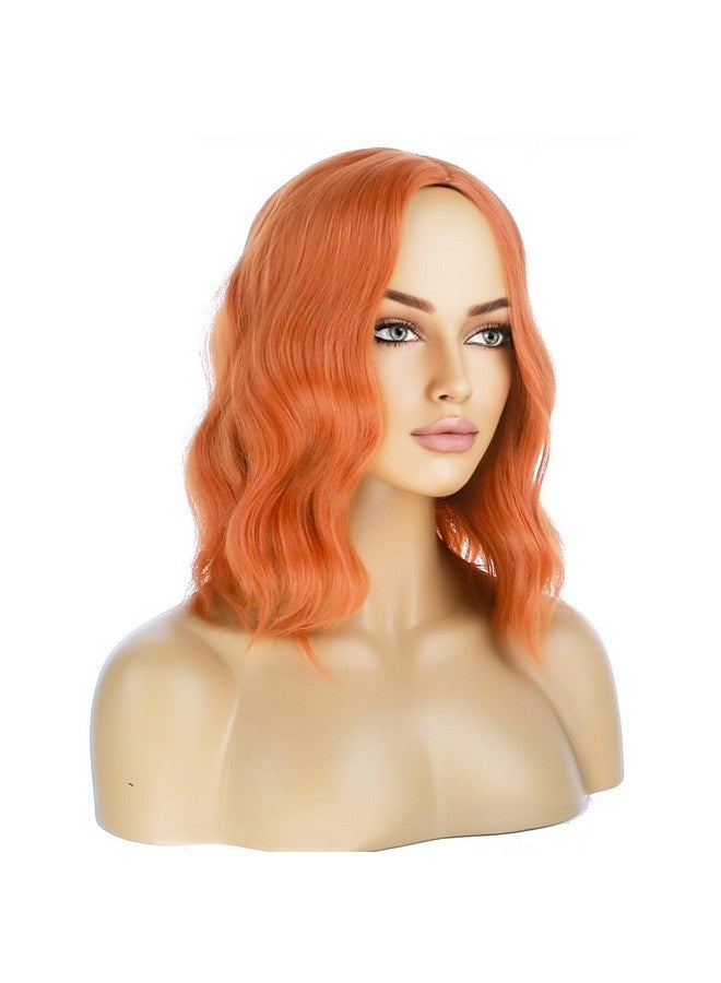 RightOn Ginger Wig Short Curly Wig Orange Wig Bob Wig Orange Wavy Wigs Middle Part Wig Women's Synthetic Wigs for Daily Party - Image 3