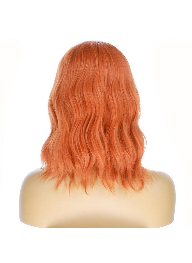 RightOn Ginger Wig Short Curly Wig Orange Wig Bob Wig Orange Wavy Wigs Middle Part Wig Women's Synthetic Wigs for Daily Party - Image 4