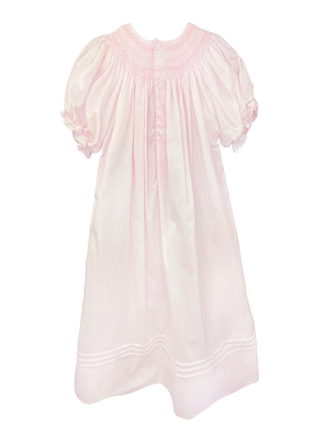 Petit Ami Baby Girls’ Daygown with Heart Smocking and Pearls, 18 Months, Pink - Image 2