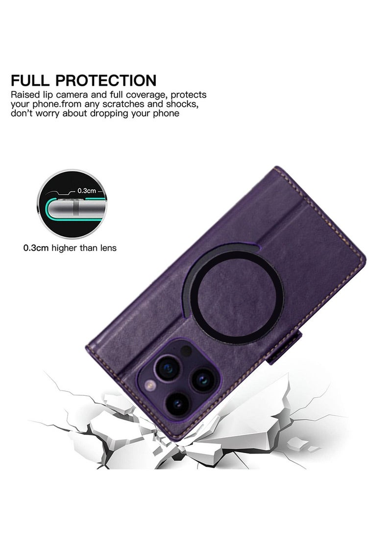 iPhone 15 Pro Max Leather Case Wallet Flip Cover Card Slots Magnetic MagSafe Stand Phone Holder Function Fold Shockproof Protective Full Protection  Anti-scratch Anti-stolen For iphone 15 Pro Max  - Image 5