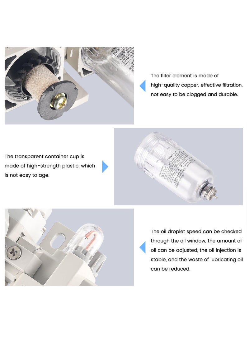 Excefore - 1/4 Inch NPT Compressed Air Filter Air Pressure Regulator Water-oil Separator Trap Filter with Lubricator Cup - Image 1