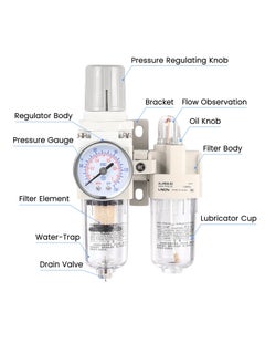 Excefore 1/4 Inch NPT Compressed Air Filter Air Pressure Regulator Water-oil Separator Trap Filter with Lubricator Cup  - Image 2