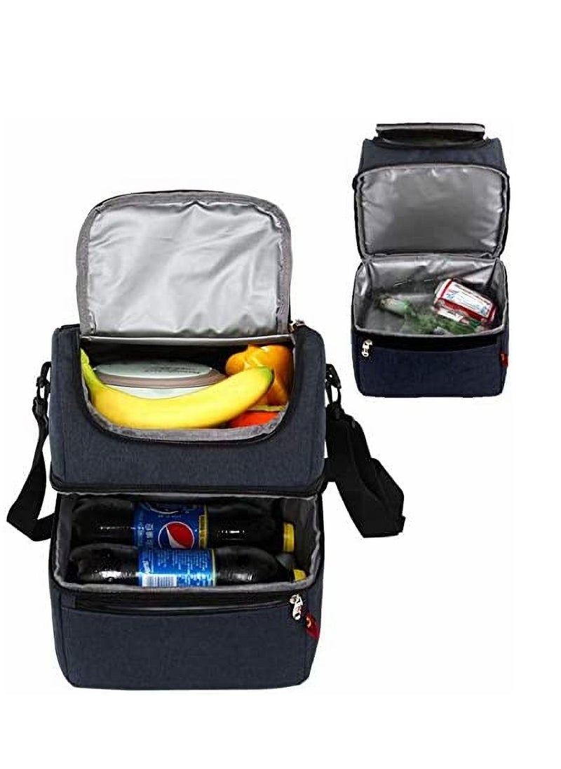 Dubkart Insulated Lunch Bag Box Cooler with Strap 2 Compartments Leakproof Waterproof Large Thermal Lunch Cooler Tote Food Bag for Work School Picnic Camping Fishing  - Image 5