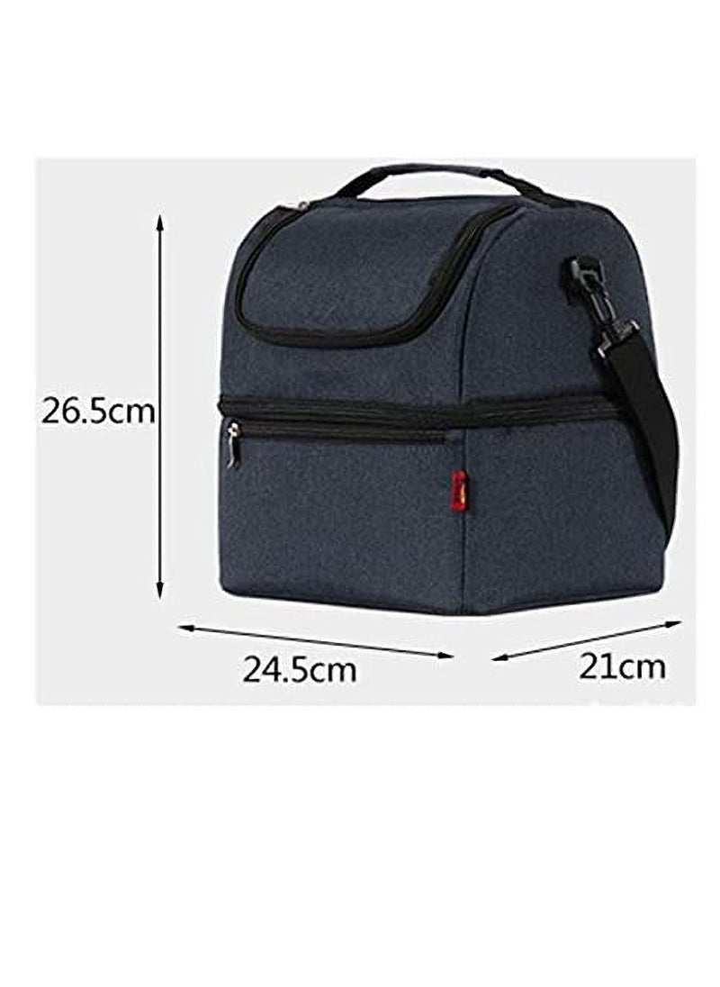 Dubkart Insulated Lunch Bag Box Cooler with Strap 2 Compartments Leakproof Waterproof Large Thermal Lunch Cooler Tote Food Bag for Work School Picnic Camping Fishing  - Image 3