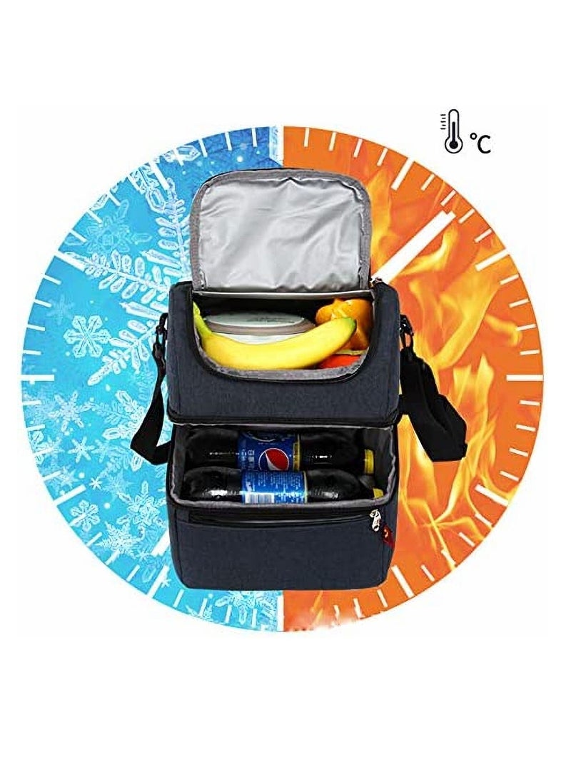 Dubkart Insulated Lunch Bag Box Cooler with Strap 2 Compartments Leakproof Waterproof Large Thermal Lunch Cooler Tote Food Bag for Work School Picnic Camping Fishing  - Image 4