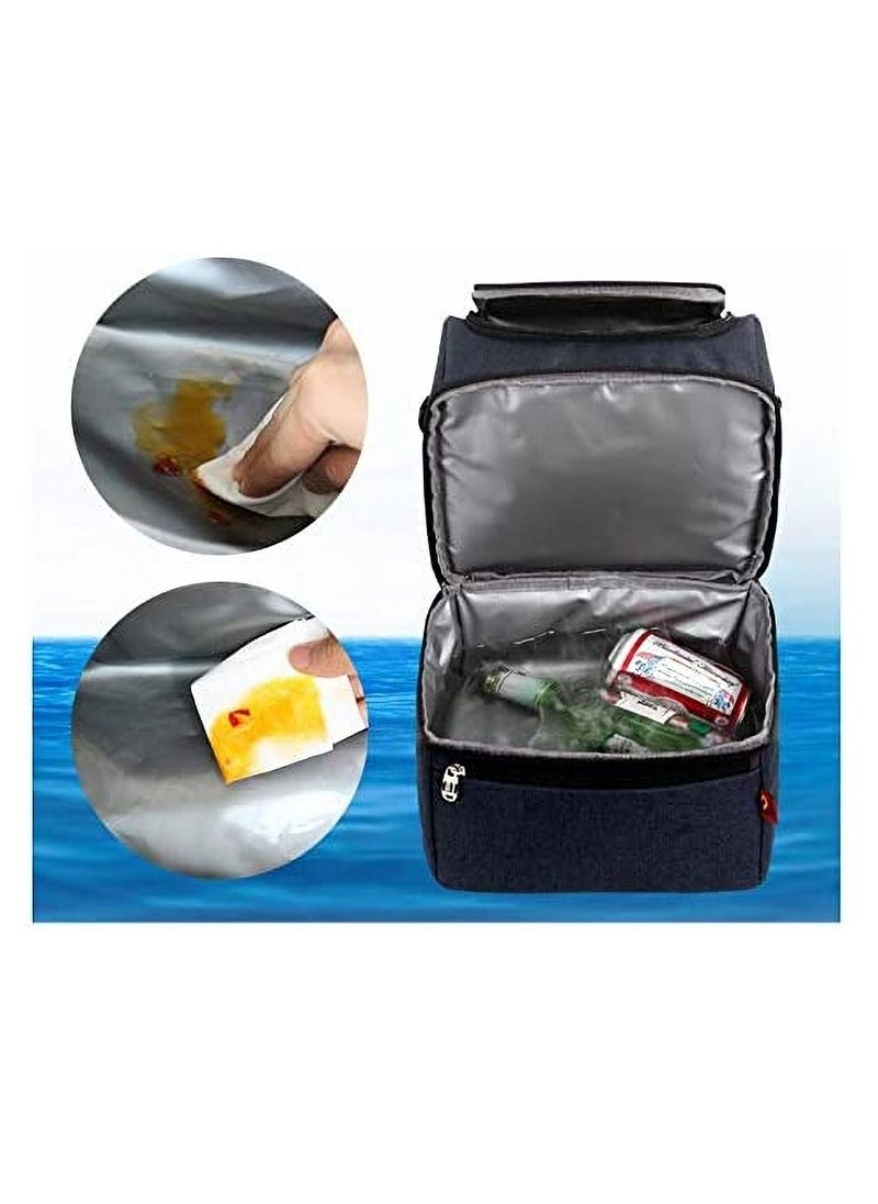 Dubkart Insulated Lunch Bag Box Cooler with Strap 2 Compartments Leakproof Waterproof Large Thermal Lunch Cooler Tote Food Bag for Work School Picnic Camping Fishing  - Image 2