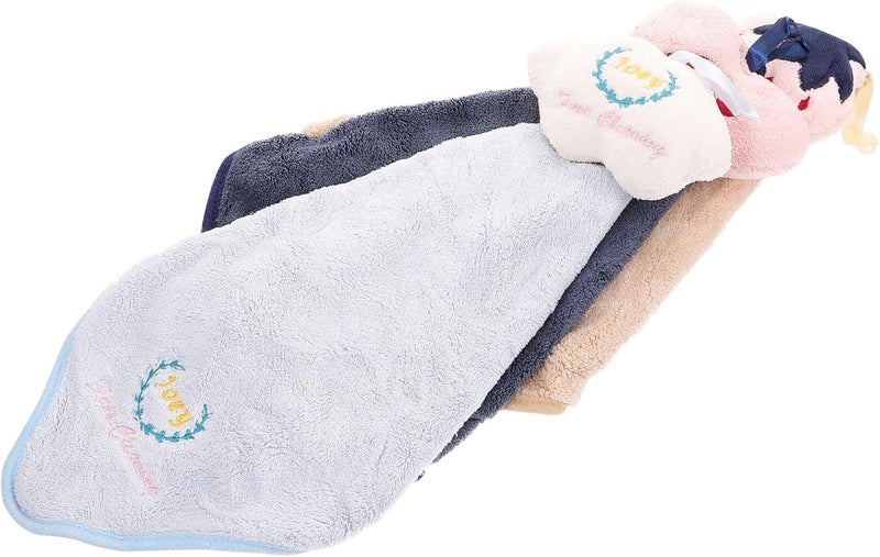 3pcs Cartoon Hanging Hand Towels Thick Absorbent Cotton Washcloths for Bathroom Kitchen Use Random Color - Image 1