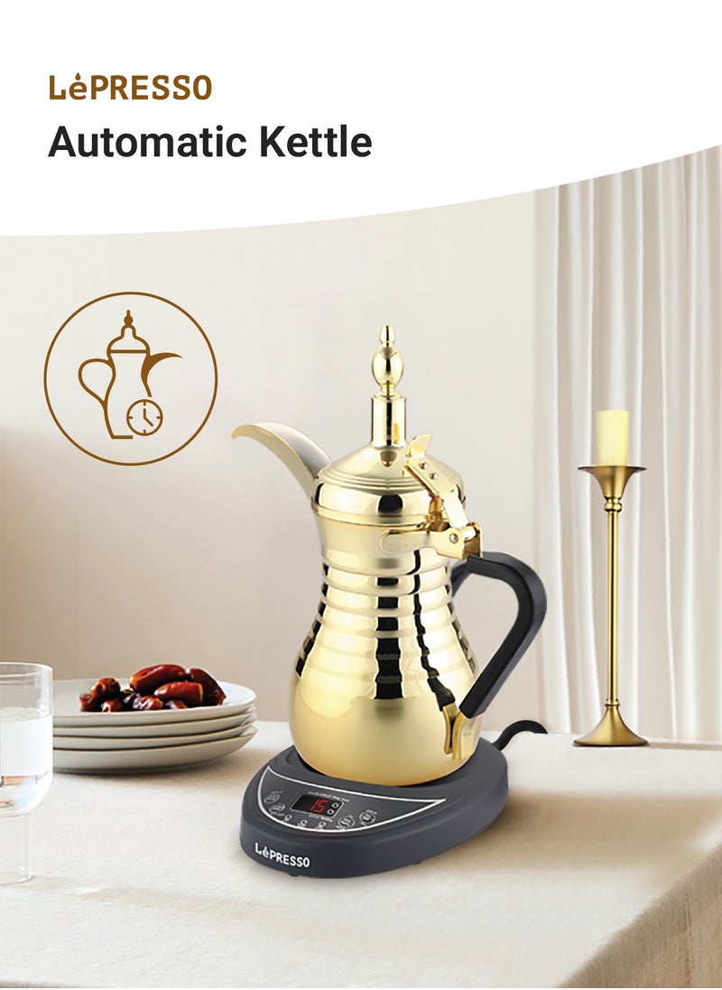 LePRESSO Electrical Arabic Coffee Maker and Tea Dallah with 0.75L Capacity and 800W Rated Power Coffee Machine/ Automatic Kettle / Over-Heat protection / Boiling Water and Heating milk / Keeping Warm - Gold  - Image 5
