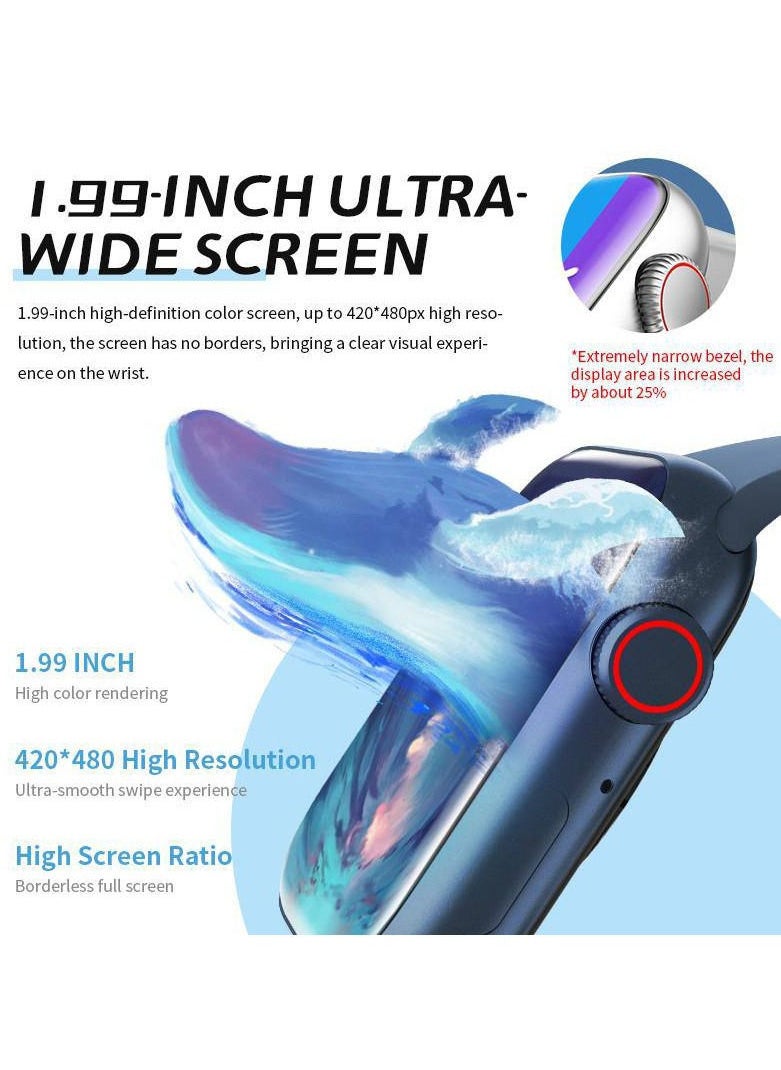 HW - HW7 Max Smartwatch Full Screen WITH NFC Voice Assistant Payment Bluetooth-Call - Blue - Image 1