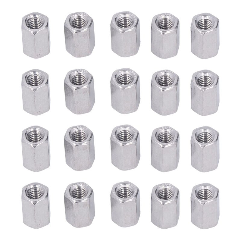 20 Pcs 304 Stainless Steel Hex Coupling Nut Set For Bolts Studs Threaded Rods - Image 2