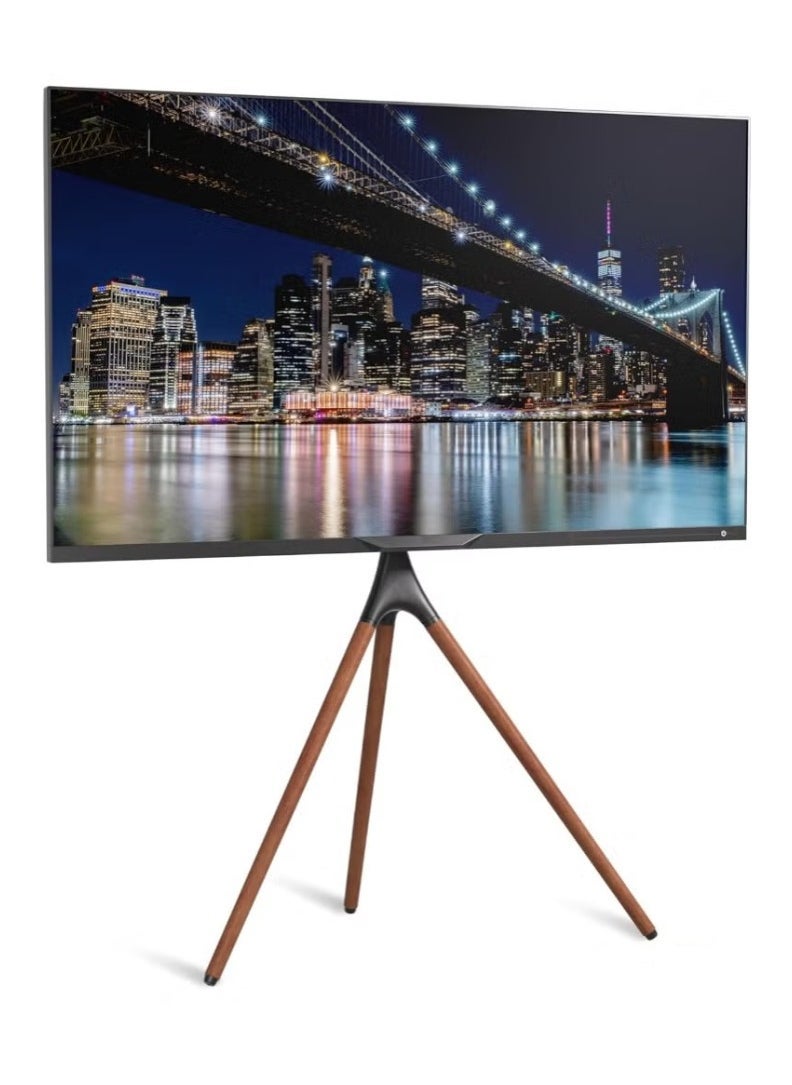 TIGER TV Stand Tripod Base for 45-70 Inch LED, LCD, OLED Flat Screens – Height Adjustable, 180° Swivel Portable TV Mount with Cable Ties, Sturdy Design, Ideal for Bedroom, Living Room, Studio – Brown, 55lbs Capacity - Image 1