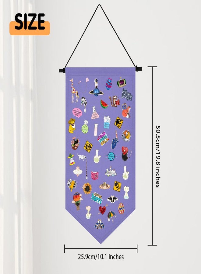 Kunyeah Wall Hanging Brooch Organizer Storage Case Colorful Canvas Pin Board Stand Enamel Pin Badge Hanging Holder Display Banner Earrings Collection Holder - Pins No Included (Purple) - Image 4