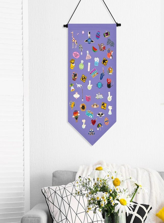 Kunyeah Wall Hanging Brooch Organizer Storage Case Colorful Canvas Pin Board Stand Enamel Pin Badge Hanging Holder Display Banner Earrings Collection Holder - Pins No Included (Purple) - Image 5