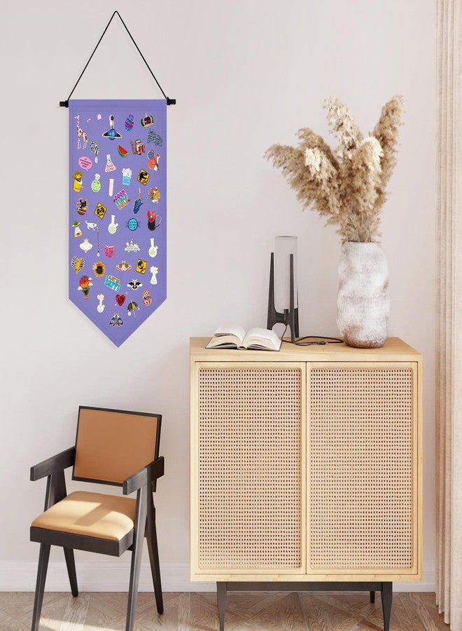 Kunyeah Wall Hanging Brooch Organizer Storage Case Colorful Canvas Pin Board Stand Enamel Pin Badge Hanging Holder Display Banner Earrings Collection Holder - Pins No Included (Purple) - Image 3