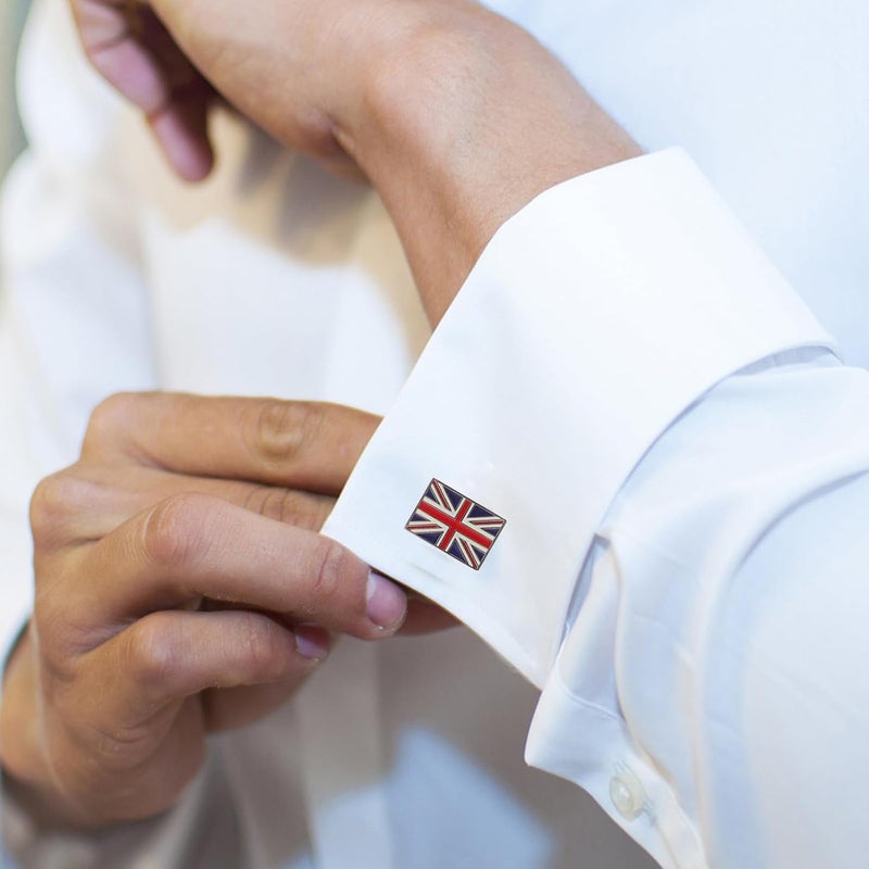 Uk Flag Cufflinks Pair, Classic Enamel British Union Jack Sleeve Cuff Links for Men, Tuxedo Shirt Replacements, Decorative Suit Accessories for Formal Wear - Image 5