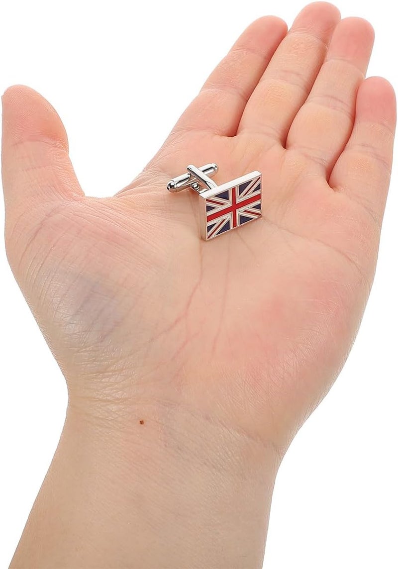 Uk Flag Cufflinks Pair, Classic Enamel British Union Jack Sleeve Cuff Links for Men, Tuxedo Shirt Replacements, Decorative Suit Accessories for Formal Wear - Image 4