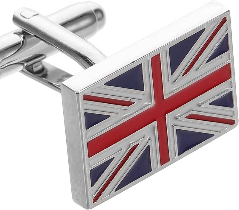 Uk Flag Cufflinks Pair, Classic Enamel British Union Jack Sleeve Cuff Links for Men, Tuxedo Shirt Replacements, Decorative Suit Accessories for Formal Wear - Image 3