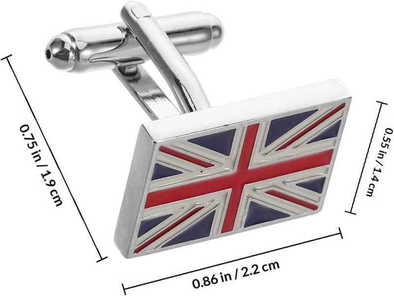 Uk Flag Cufflinks Pair, Classic Enamel British Union Jack Sleeve Cuff Links for Men, Tuxedo Shirt Replacements, Decorative Suit Accessories for Formal Wear - Image 2