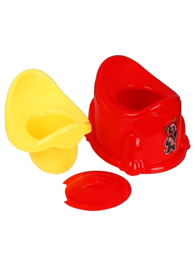 Nabhya Apple Potty Toilet Trainer Seat with Removable Bowl And Closing Lid and High Back Support for 6-18 Month Toddler Boys Girls (Red & Yellow) - Image 1