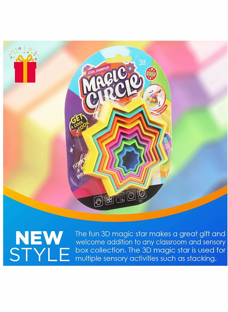 KASTWAVE Star Fidget 3D Magic Star Circles Fidget Spinner Colorful Sensory Portable Fidget Stress Relief Novelty Puzzle Game Anti Anxiety Poper Hand Early Educational Brain Development Gift for Kids - Image 5