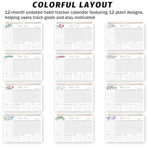PIOOJK Habit Tracker Calendar, Aesthetic Daily Weekly Goal and Habit Tracker Journal, 12 Months Undated Habits Tracker Planner with Spiral Binding, Boost Productivity Tool and Workout Calendar, 11.7"x8.5" - Image 3