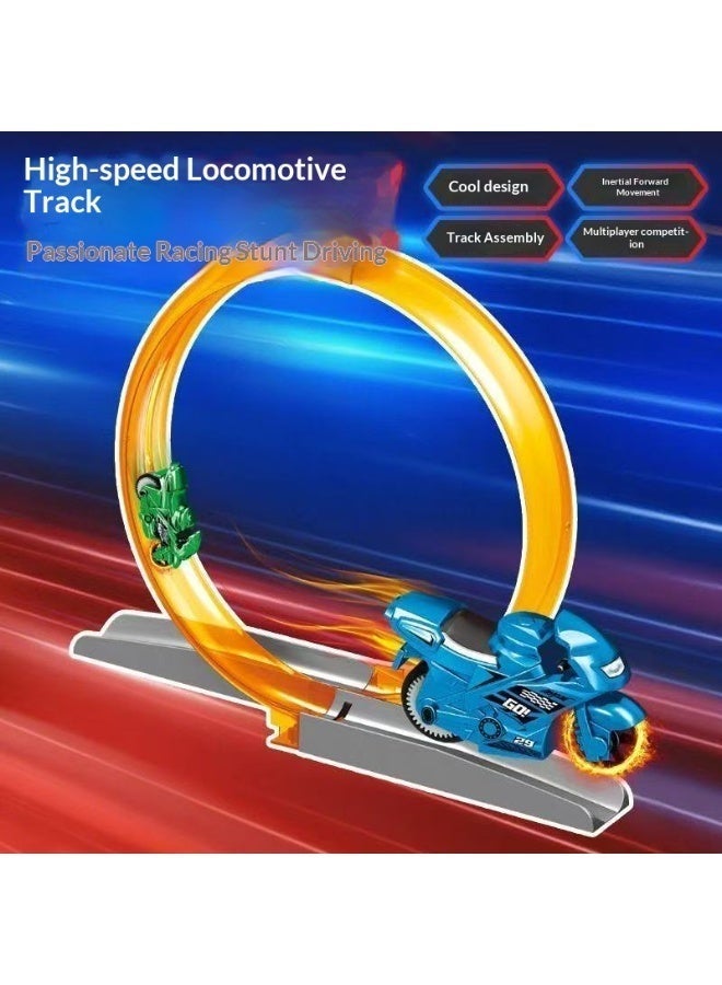 Children's Toys DIY Assembly Track Inertia Motorcycle, Puzzle Spinning Speed Flying Motorbike, No Battery Friction Powered, Boys Racing Competitive Toy, Party Gift Bulk Wholesaletoys for Kids 5 Years to 7 Years - Image 4