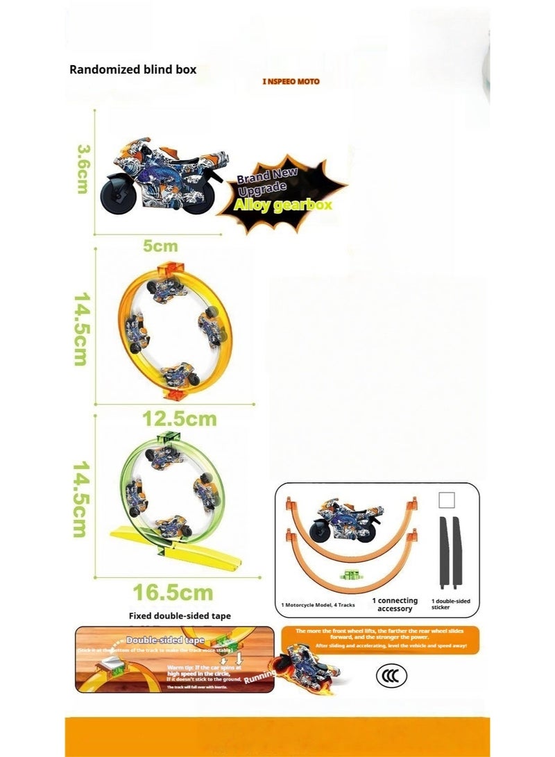 Children's Toys DIY Assembly Track Inertia Motorcycle, Puzzle Spinning Speed Flying Motorbike, No Battery Friction Powered, Boys Racing Competitive Toy, Party Gift Bulk Wholesaletoys for Kids 5 Years to 7 Years - Image 2