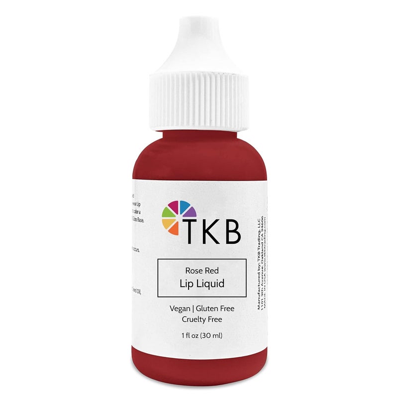 TKB Lip Liquid Color  Liquid Lip Color for TKB Gloss Base DIY Lip Gloss Pigmented Lip Gloss and Lipstick Colorant Made in USA 1floz 30ml Rose Red